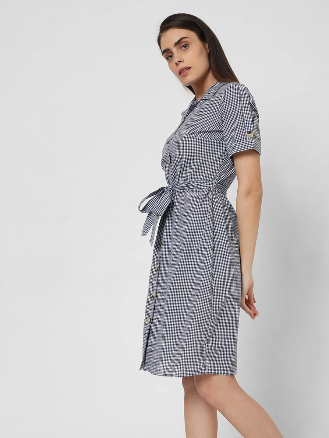 Black Gingham Shirt Dress - Image 3