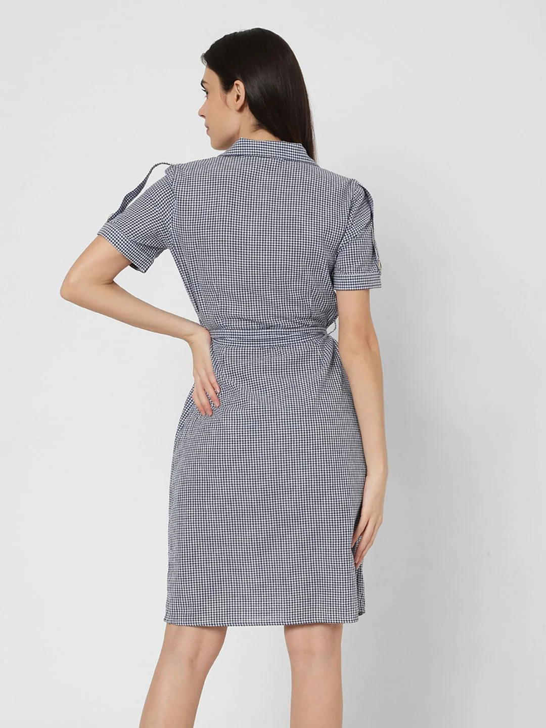 Black Gingham Shirt Dress - Image 4