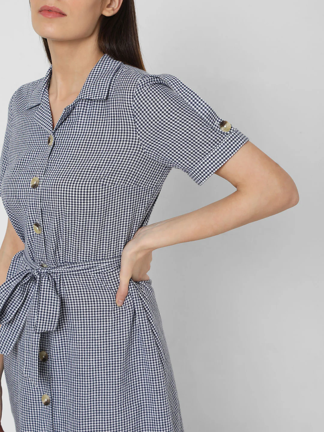 Black Gingham Shirt Dress - Image 6