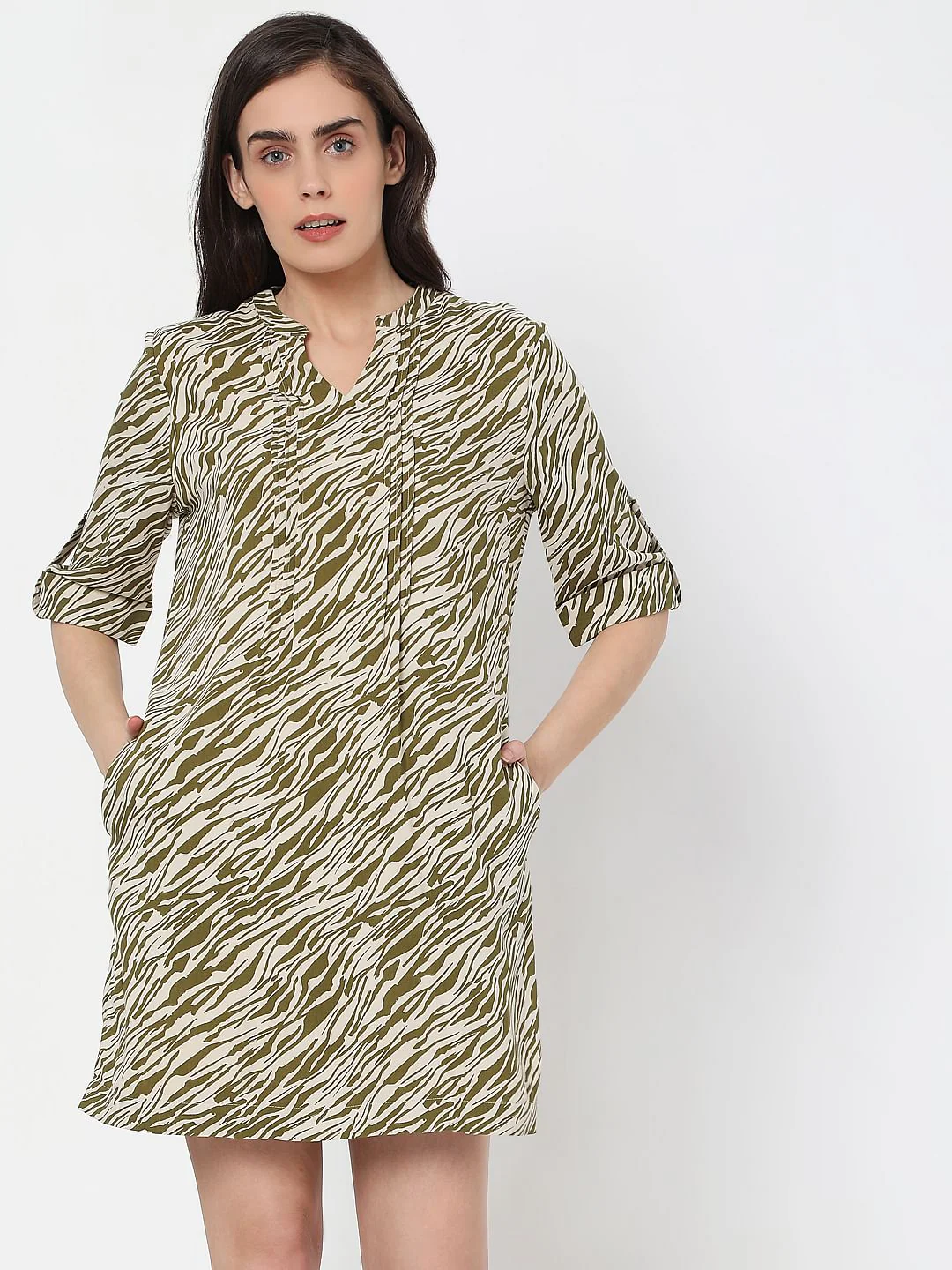 Green Abstract Print Shift Dress - Image 2