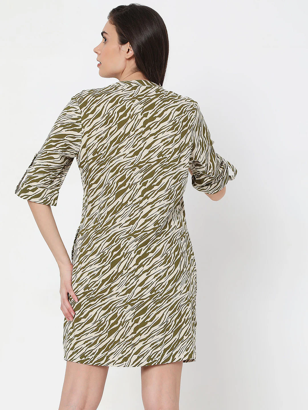 Green Abstract Print Shift Dress - Image 4