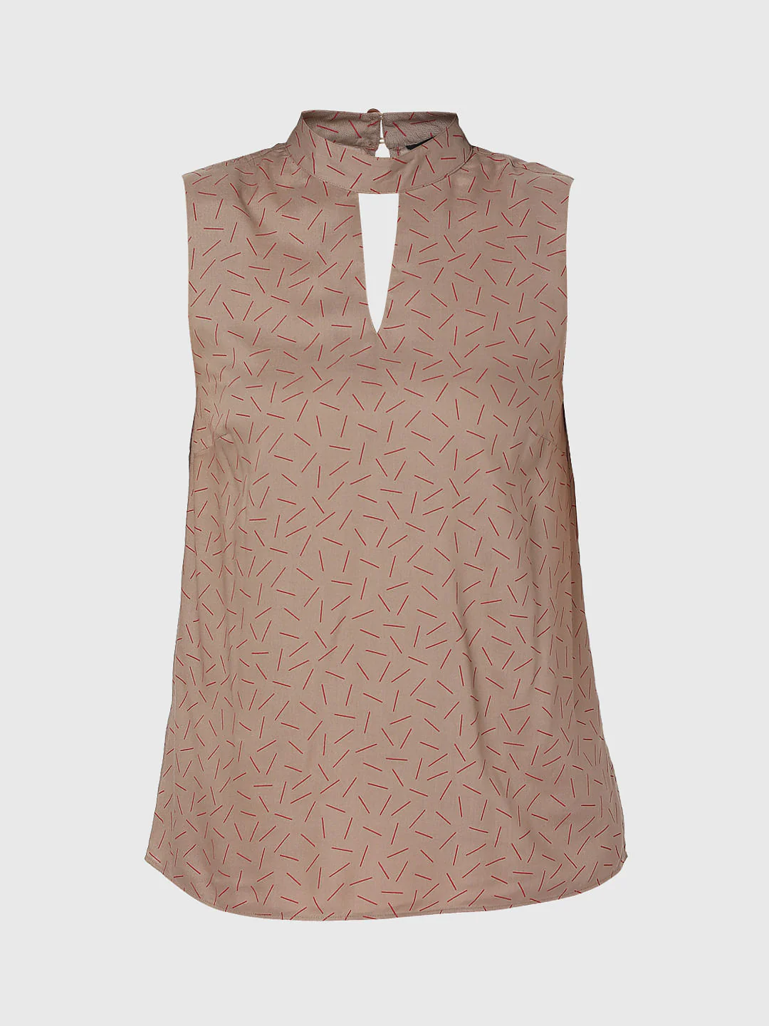 Dark Beige Abstract Print Top - Image 7