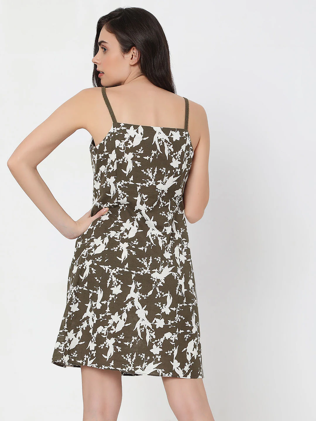 Green Floral Strappy Dress - Image 4