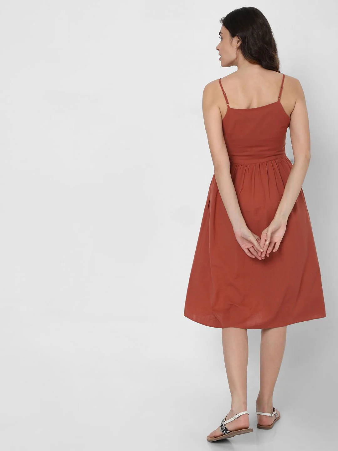 Brown Strappy Fit & Flare Dress - Image 4