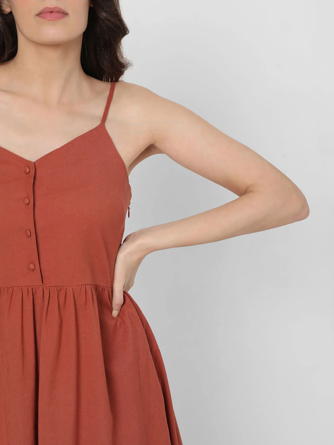 Brown Strappy Fit & Flare Dress - Image 5