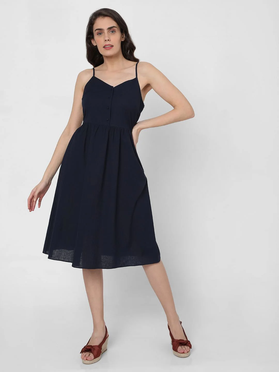 Blue Strappy Fit & Flare Dress - Image 2