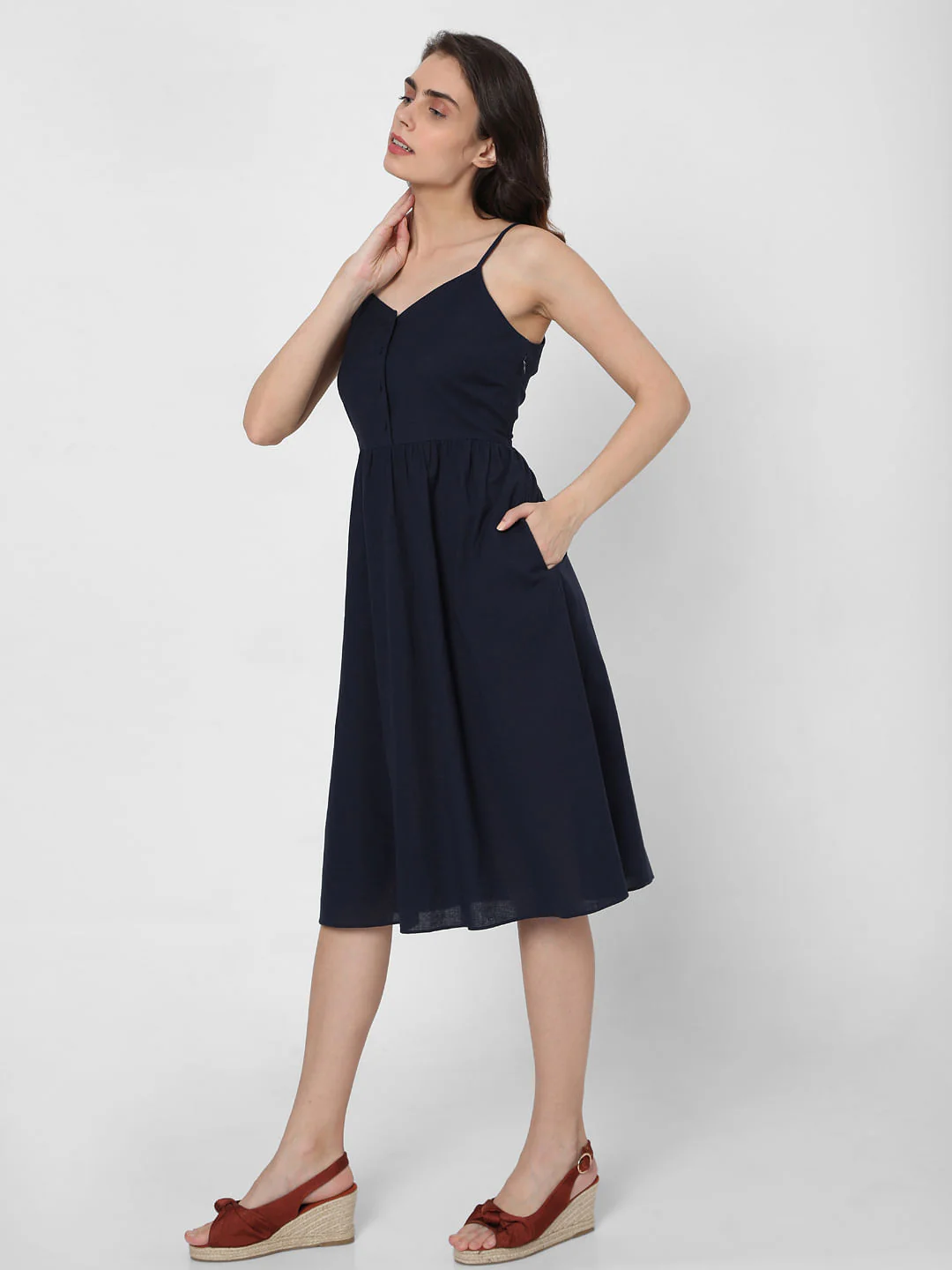 Blue Strappy Fit & Flare Dress - Image 3