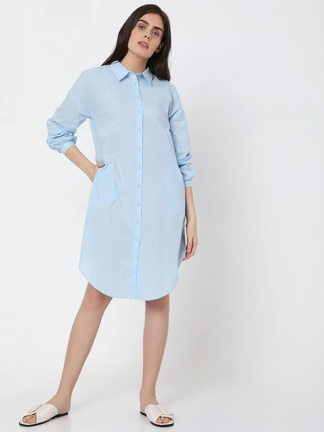 Blue Tunic Shirt Dress - Image 2