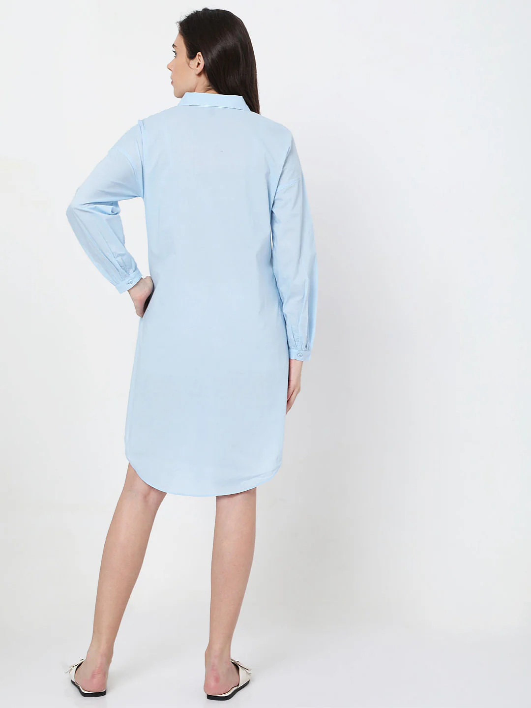 Blue Tunic Shirt Dress - Image 4