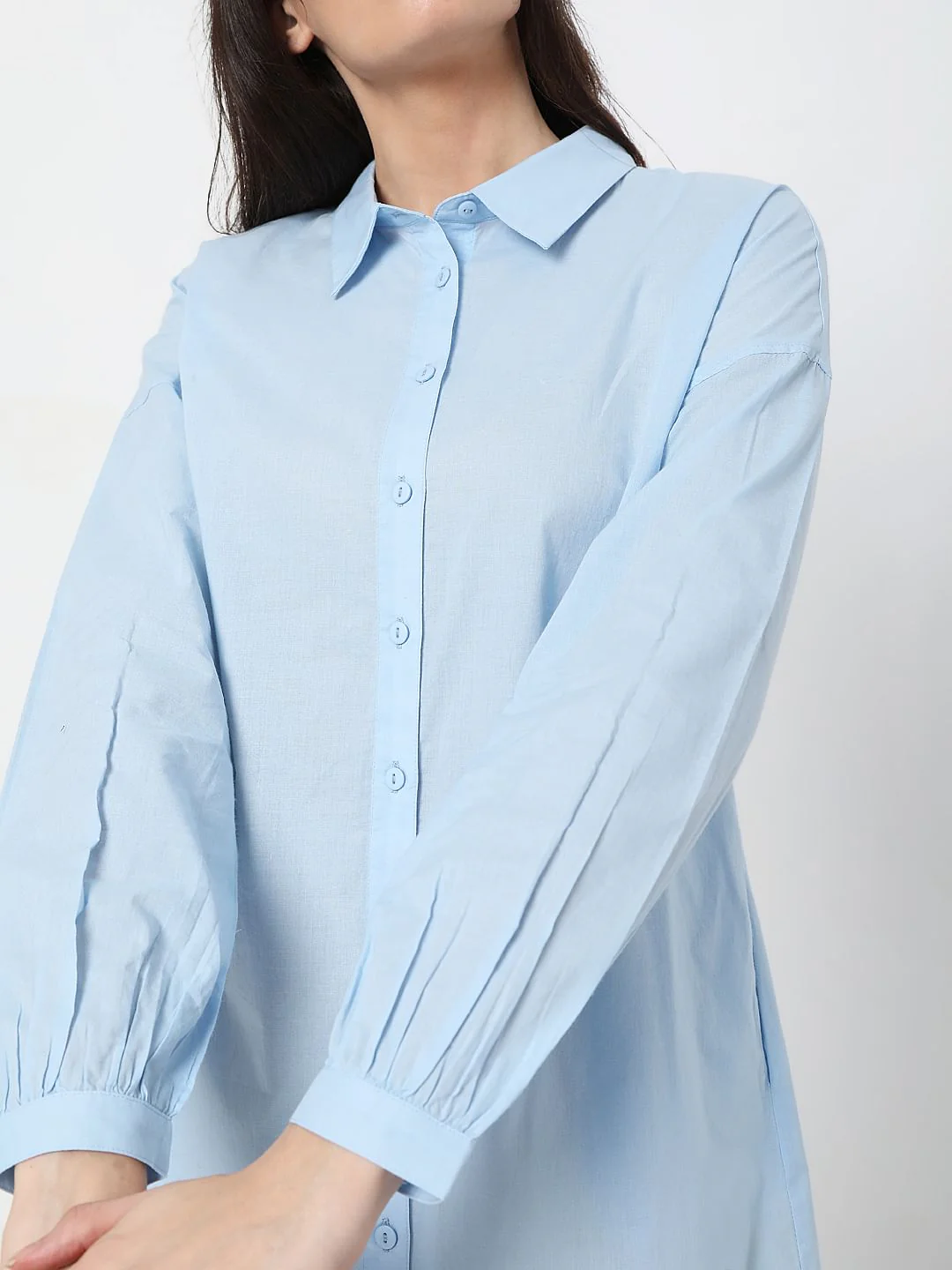 Blue Tunic Shirt Dress - Image 5