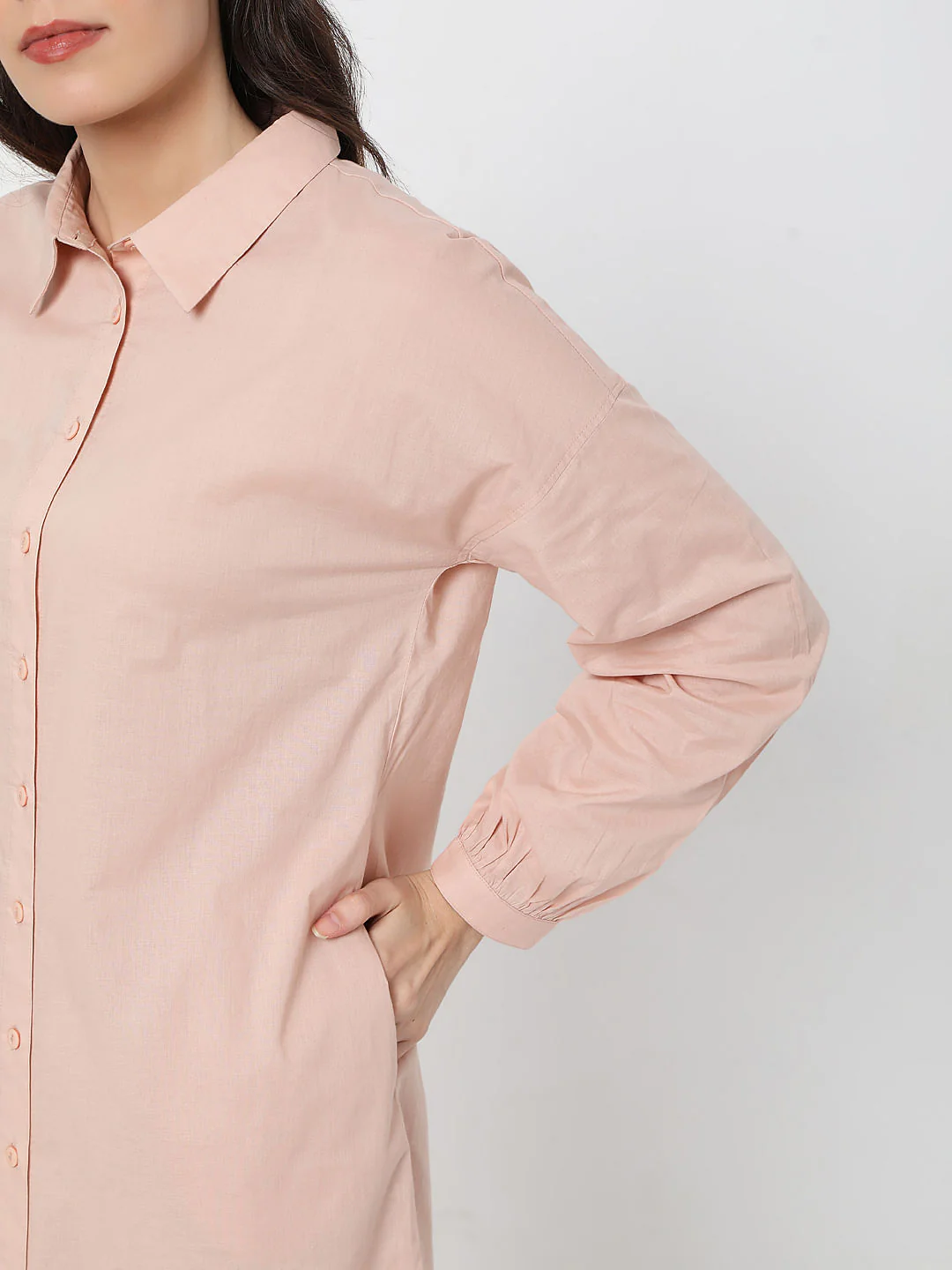 Light Pink Tunic Shirt Dress - Image 5