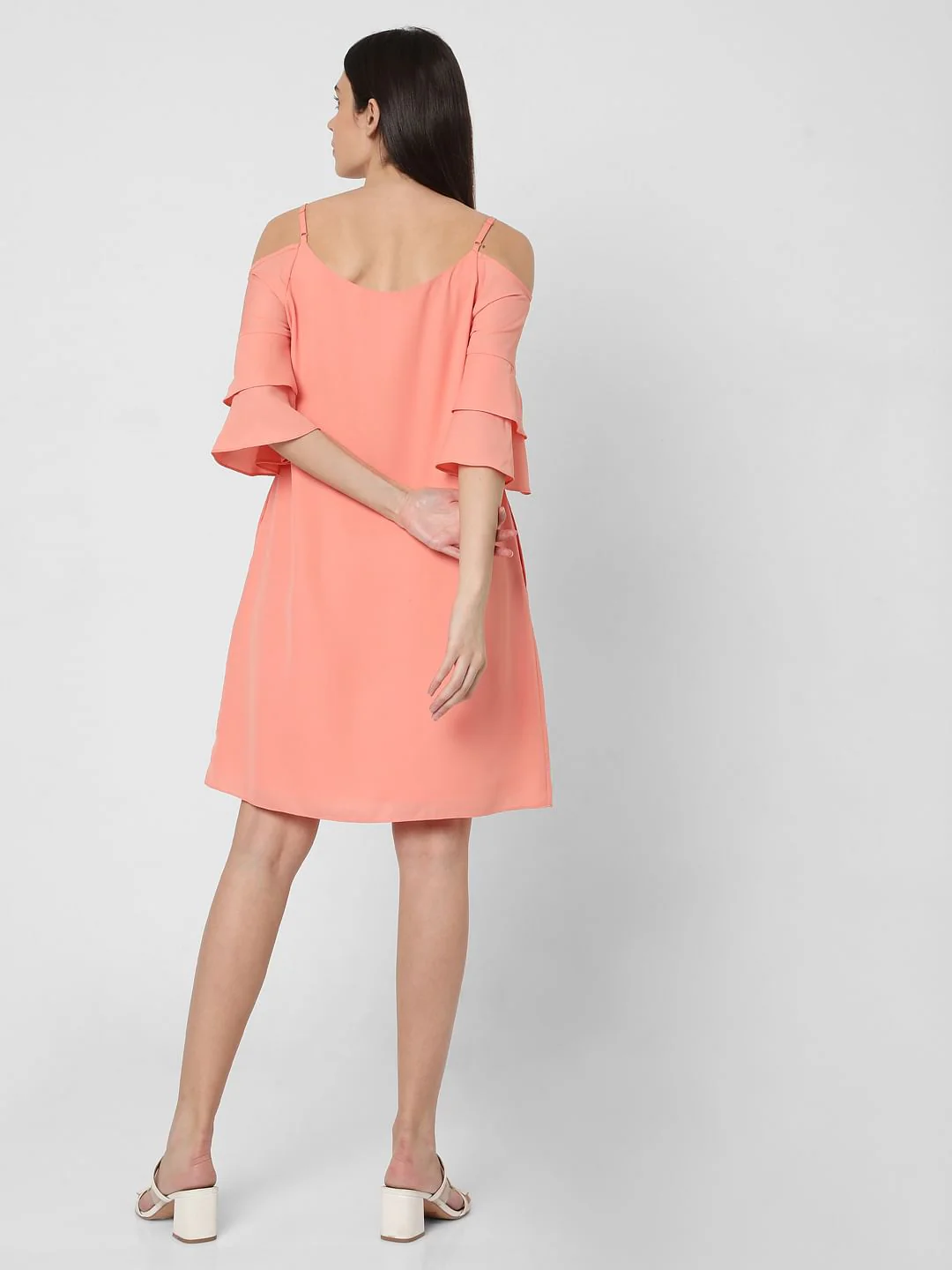 Peach Cold Shoulder Dress - Image 3