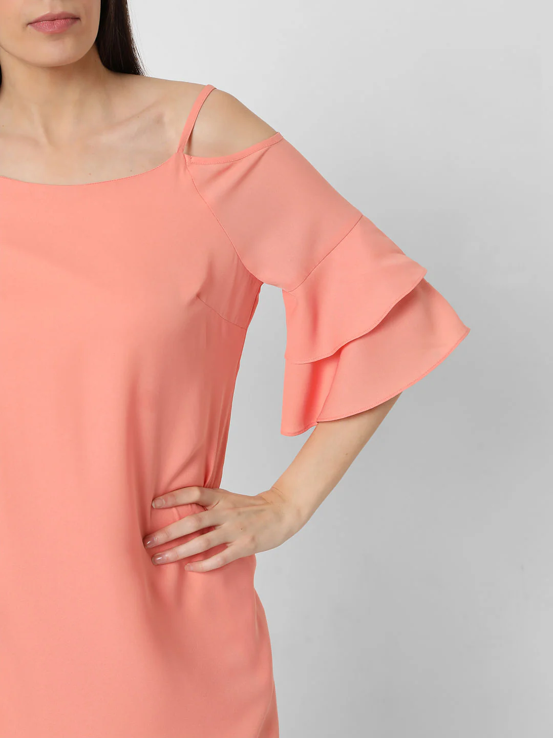 Peach Cold Shoulder Dress - Image 4