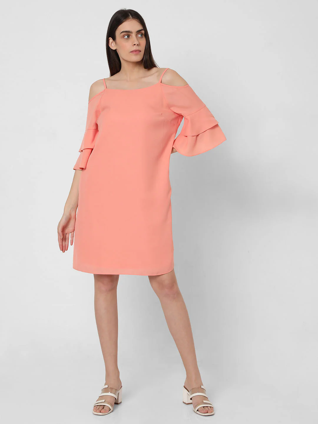 Peach Cold Shoulder Dress - Image 6