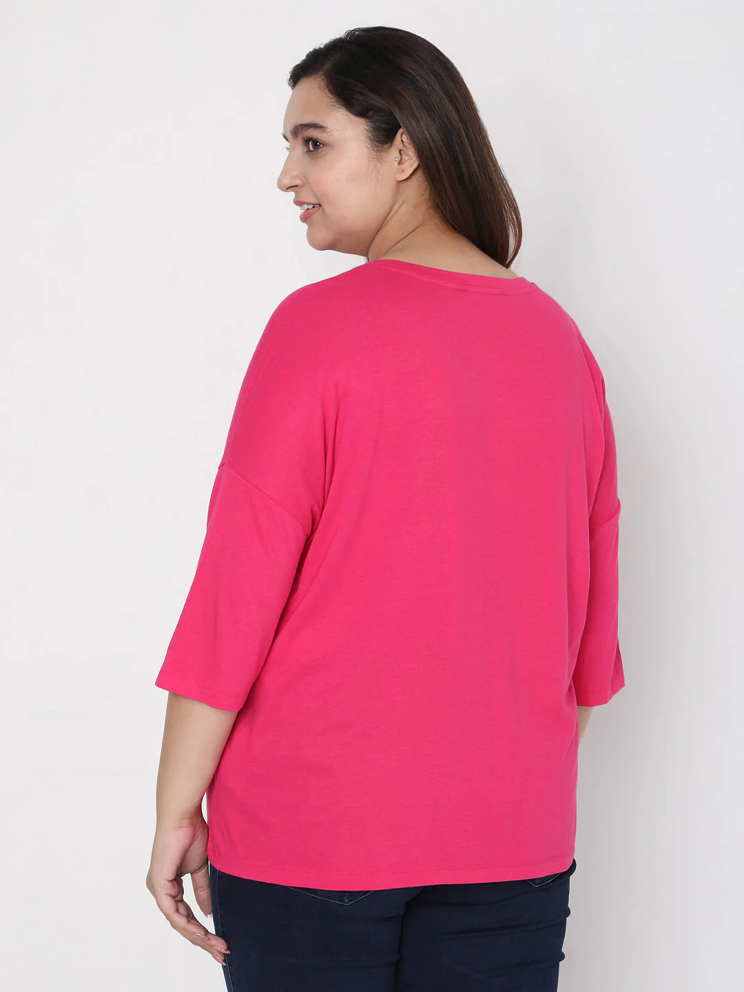 Curve Pink Slogan Print T-Shirt - Image 4