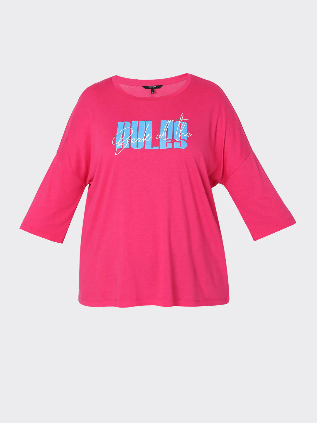 Curve Pink Slogan Print T-Shirt - Image 7