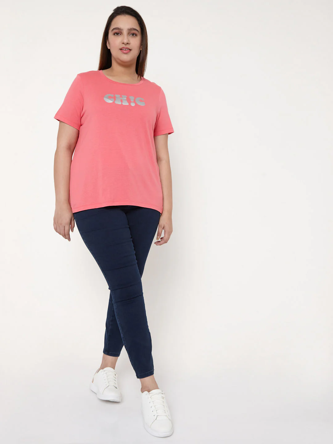 Curve Pink Slogan Print T-Shirt - Image 5