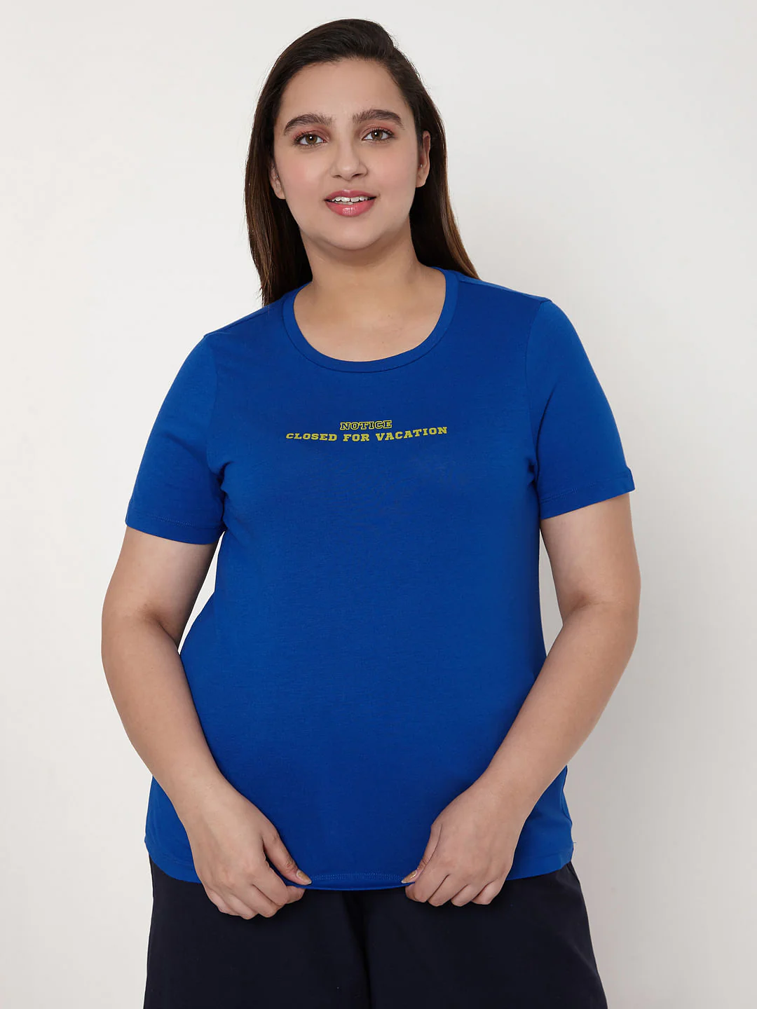 Curve Blue Slogan Print T-Shirt - Image 2