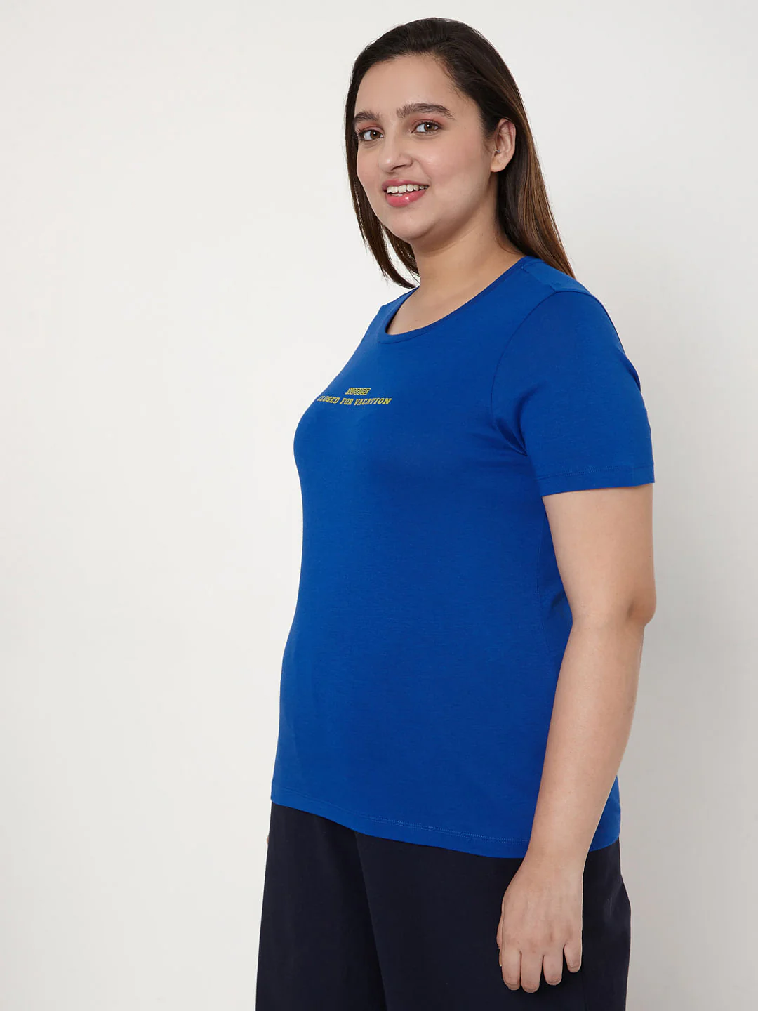 Curve Blue Slogan Print T-Shirt - Image 3