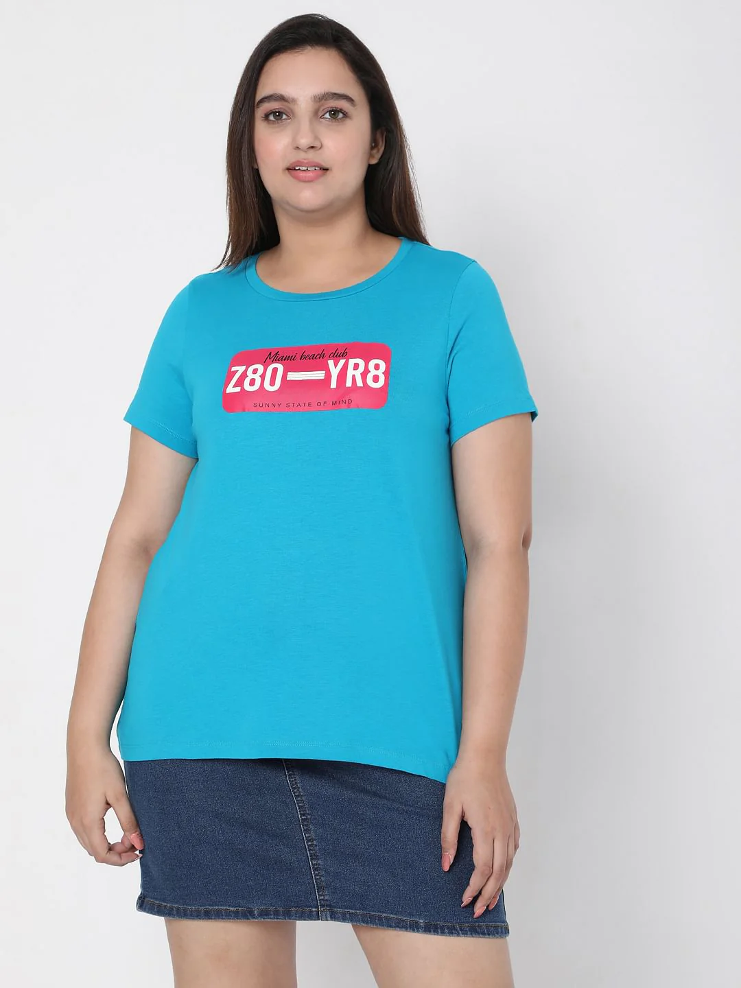 Curve Blue Typographic T-Shirt - Image 2