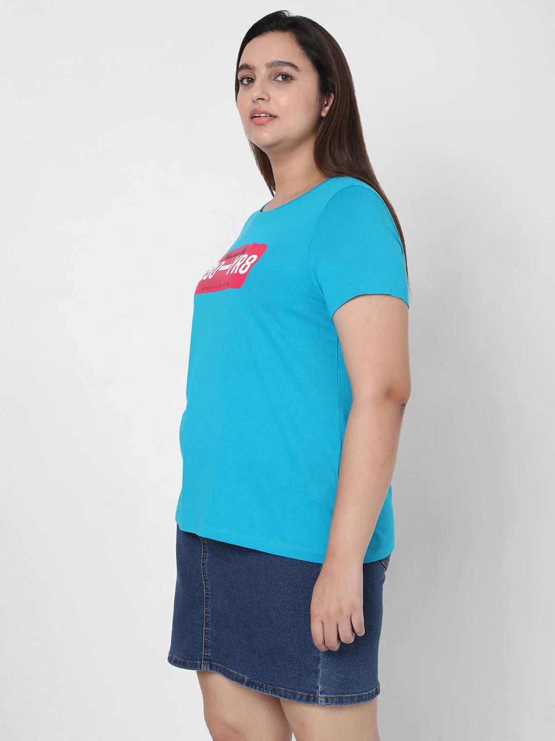 Curve Blue Typographic T-Shirt - Image 3