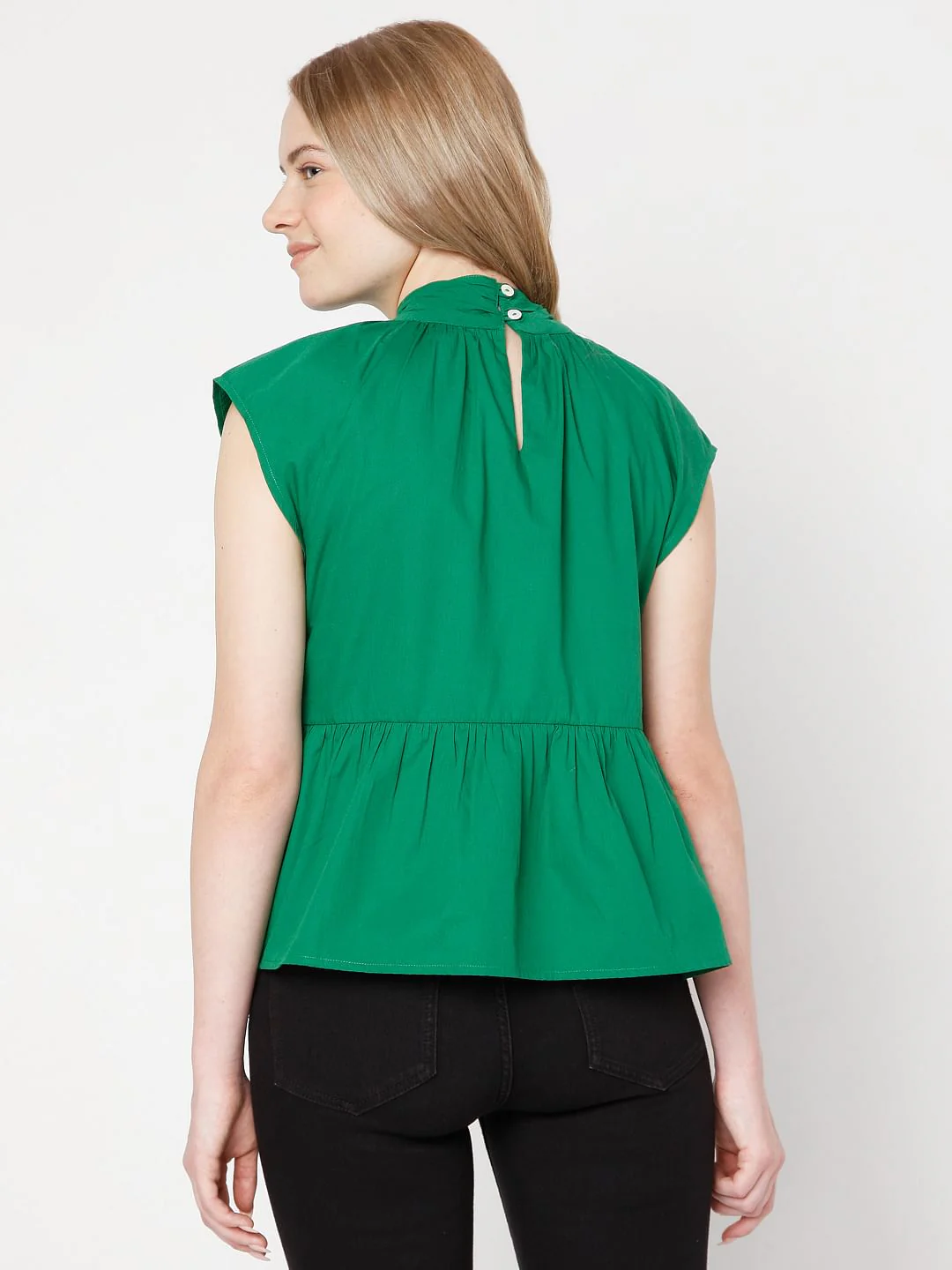 Green Knotted Peplum Top - Image 4