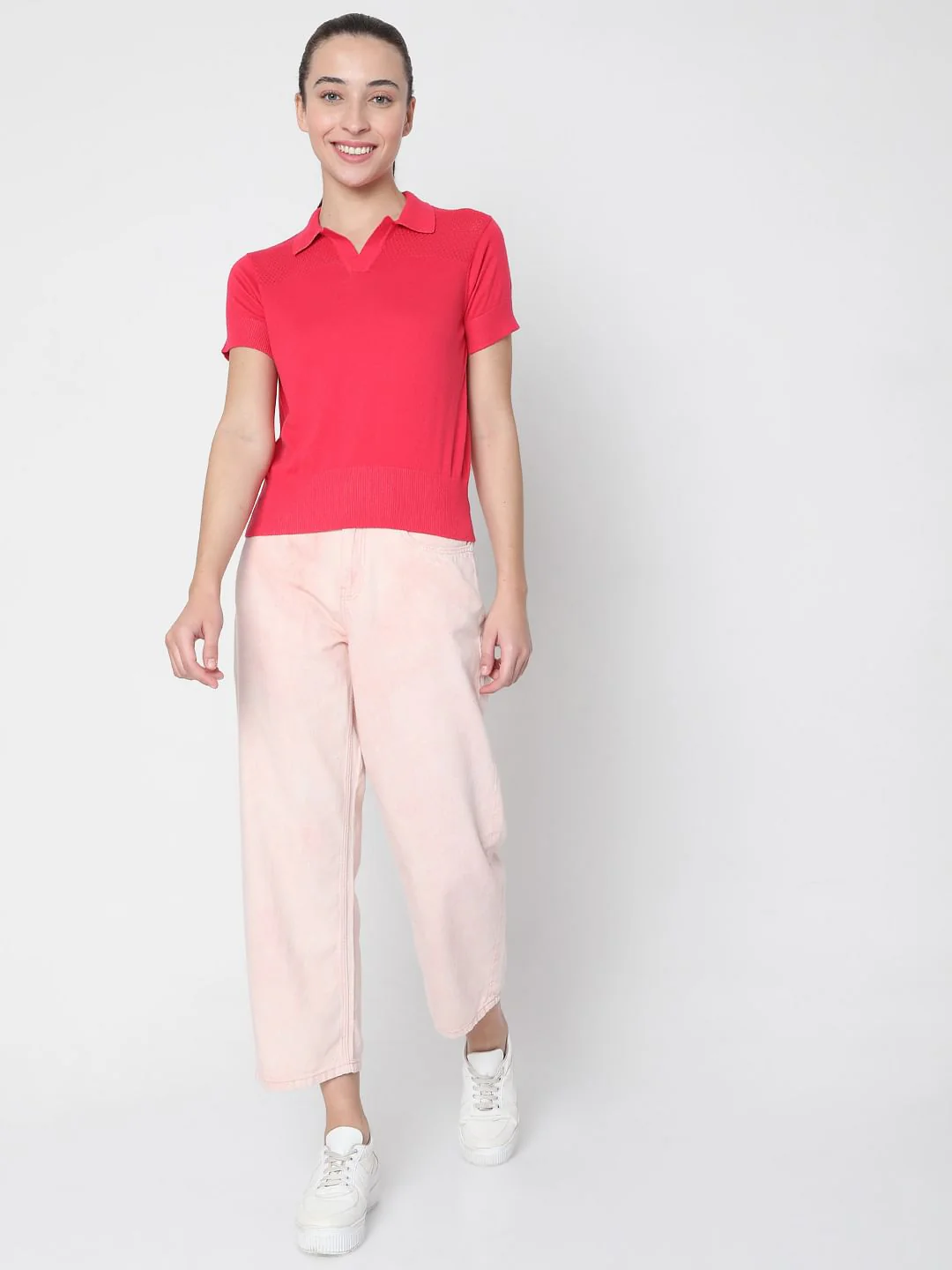 Bright Pink Polo Neck T-Shirt - Image 5