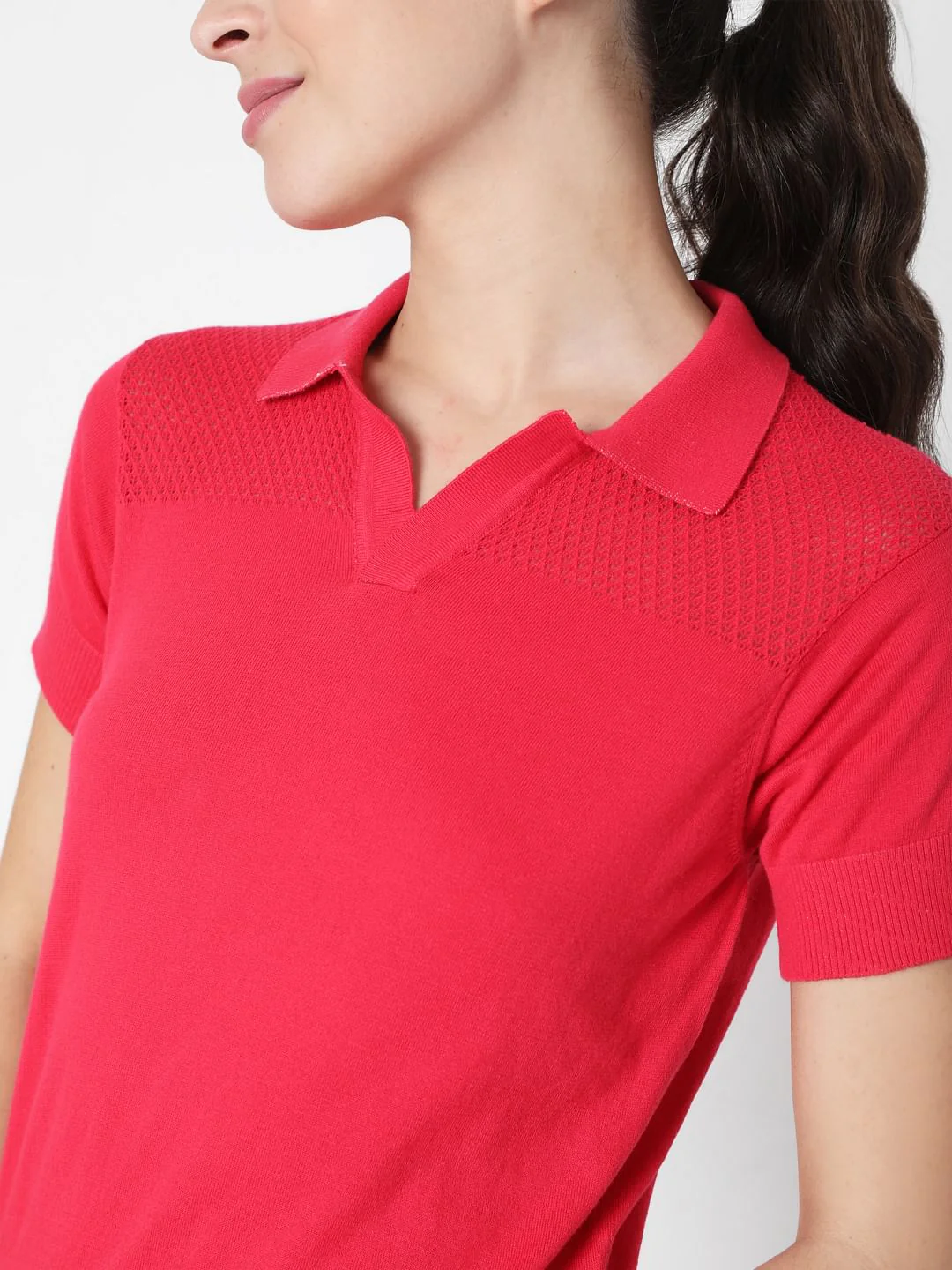 Bright Pink Polo Neck T-Shirt - Image 6