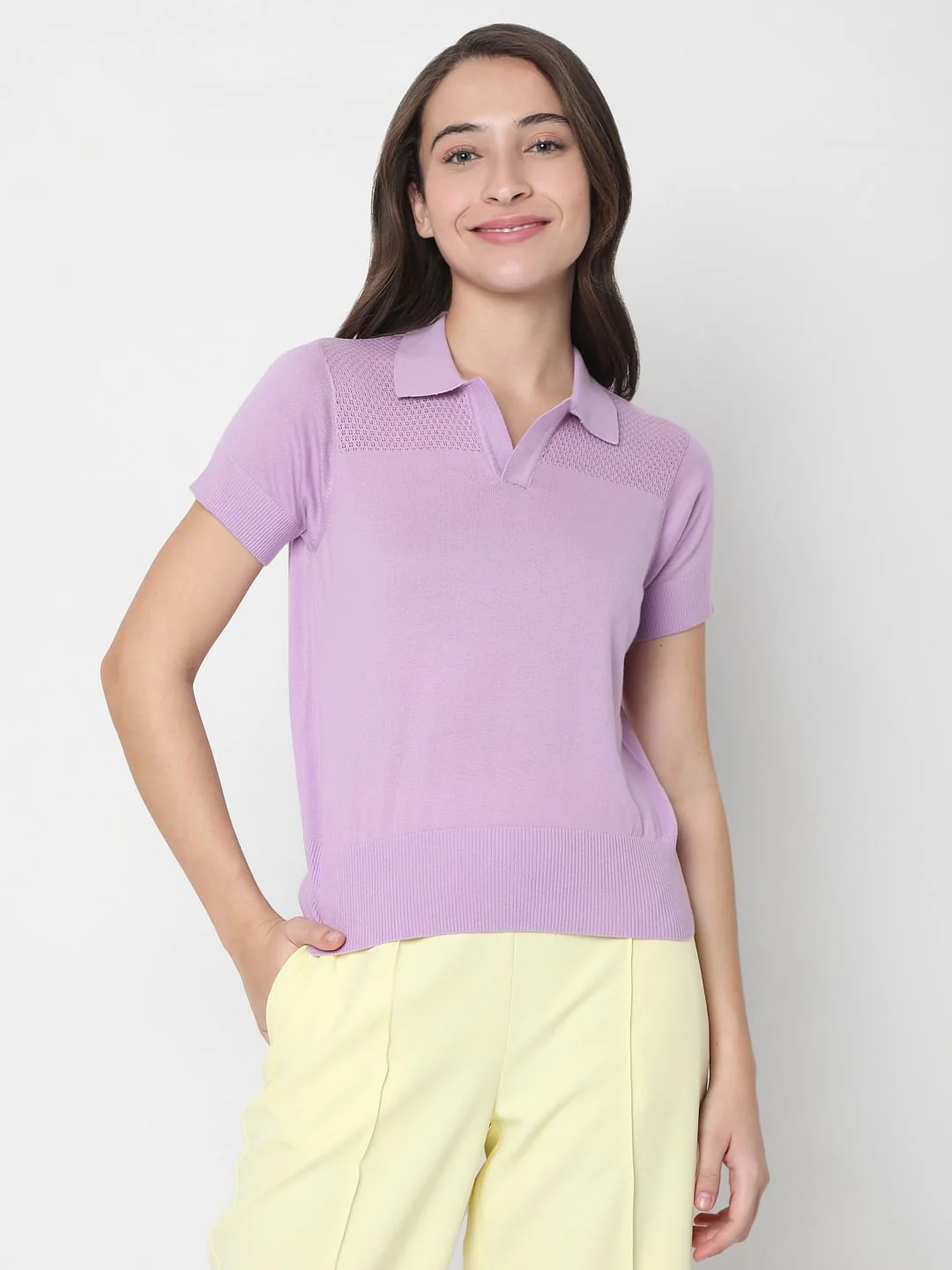 Purple Polo Neck T-Shirt - Image 2