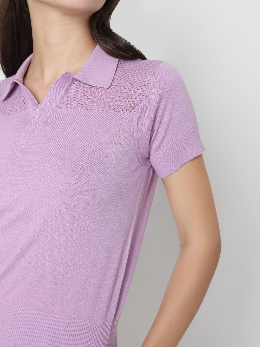 Purple Polo Neck T-Shirt - Image 6