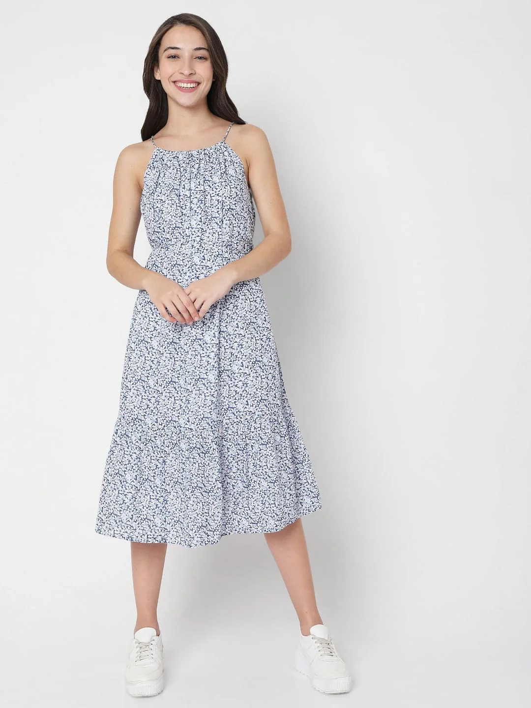 Blue Floral Midi Dress - Image 2
