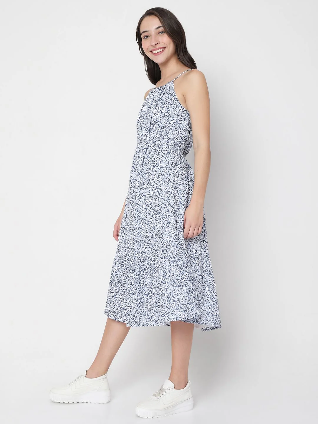 Blue Floral Midi Dress - Image 3