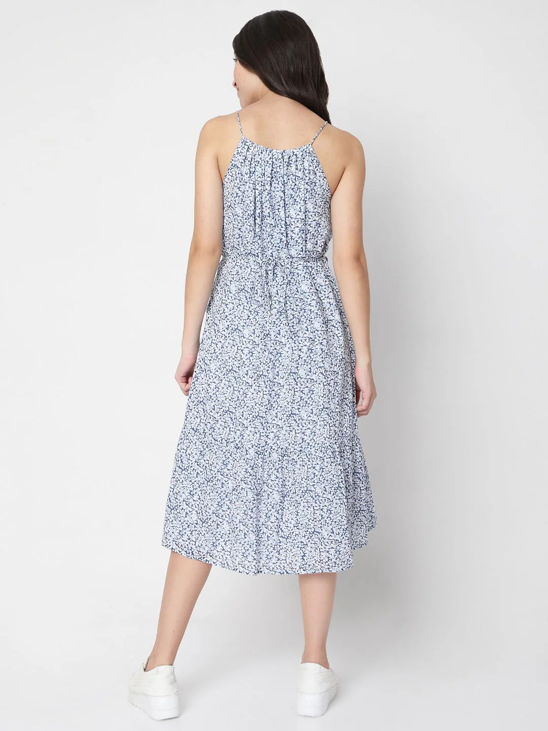 Blue Floral Midi Dress - Image 4