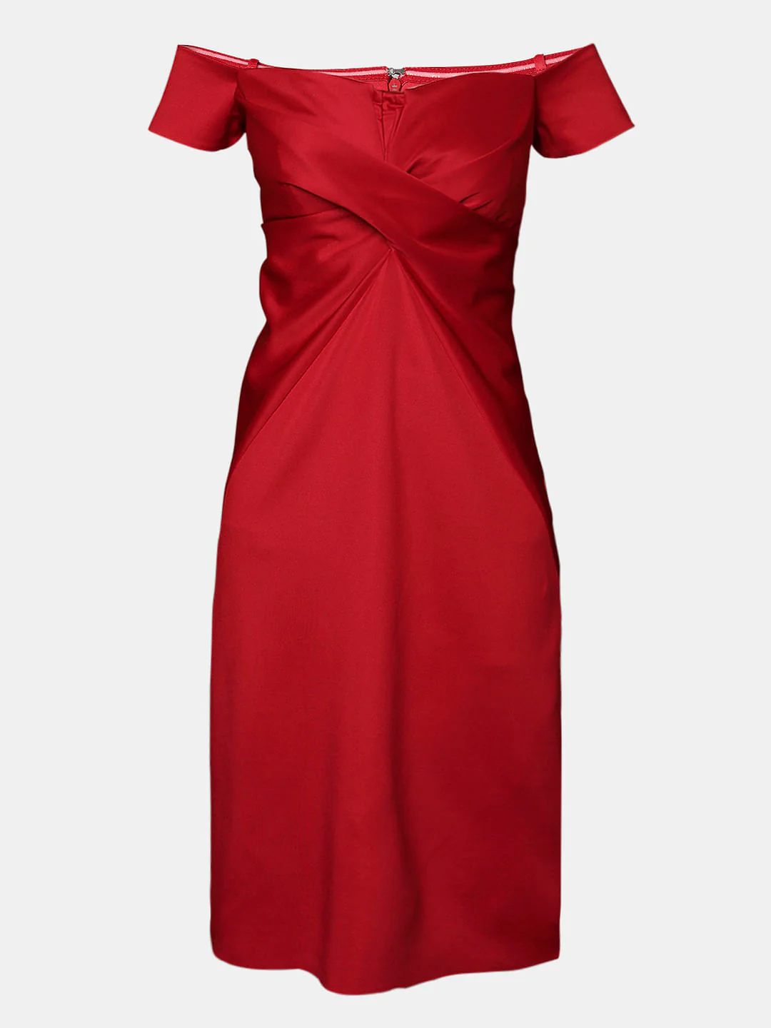 Marquee Red Off-Shoulder Drape Dress - Image 6