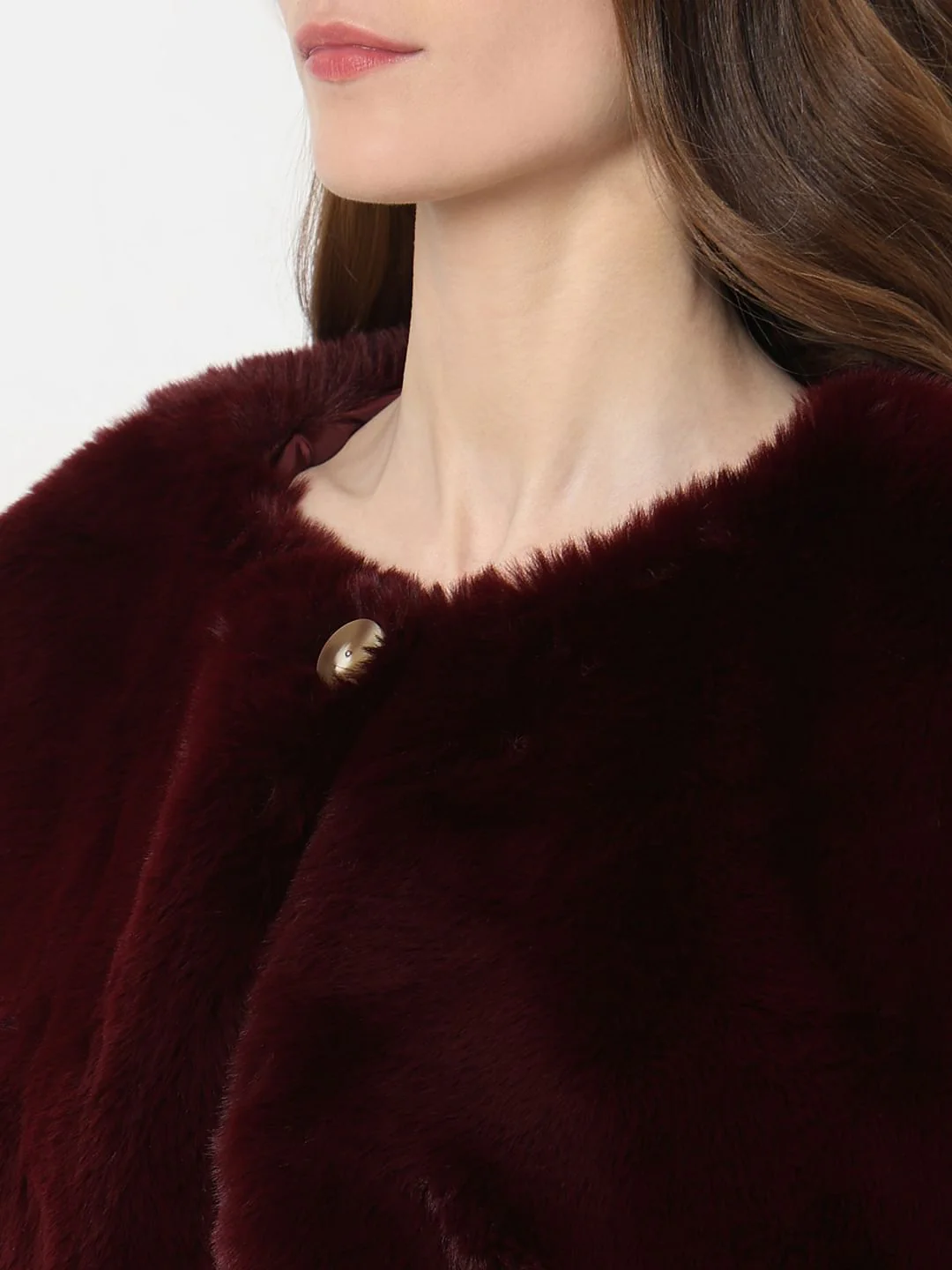 Wine Faux Fur Cropped Cape - Image 8