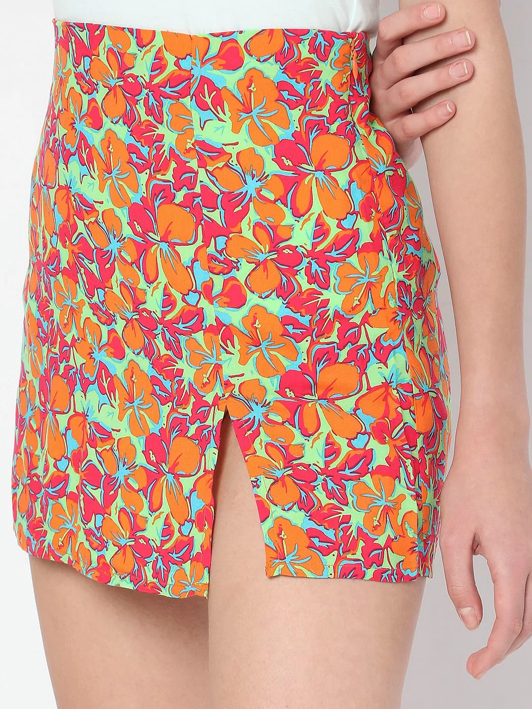 Orange Floral Low Rise Co-Ord Set Skirt - Image 5