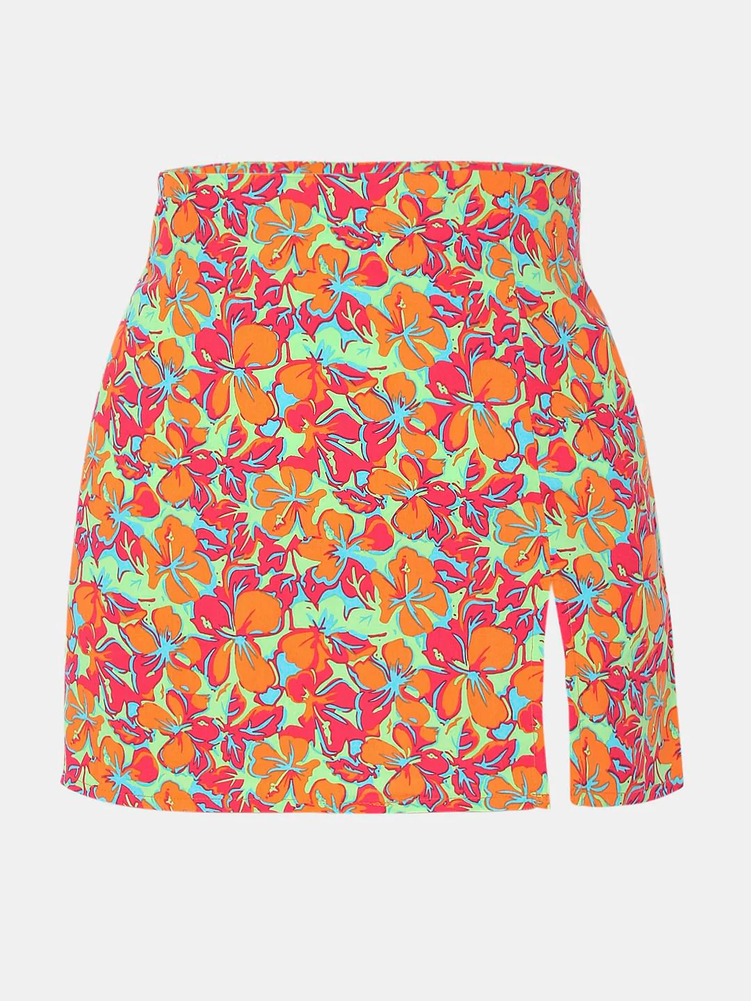 Orange Floral Low Rise Co-Ord Set Skirt - Image 7