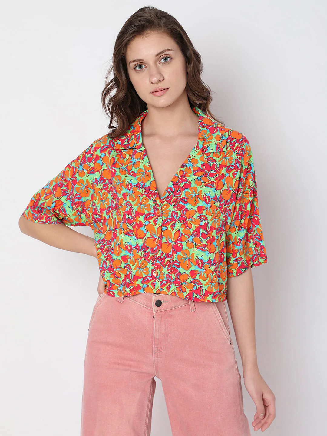 Orange Printed Co-Ord Set Shirt - Image 2