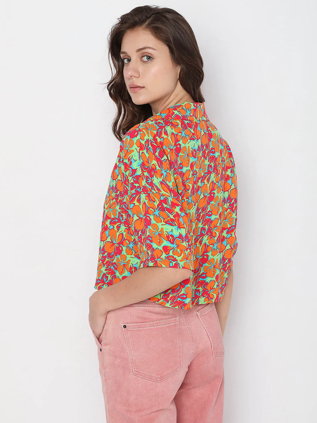 Orange Printed Co-Ord Set Shirt - Image 4