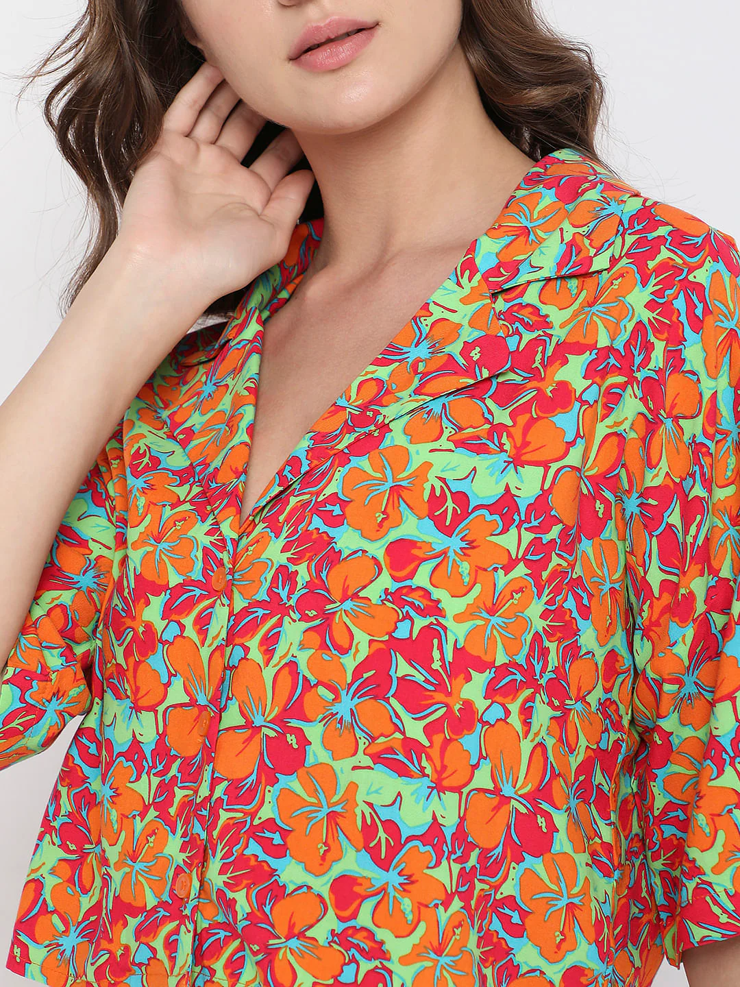 Orange Printed Co-Ord Set Shirt - Image 6