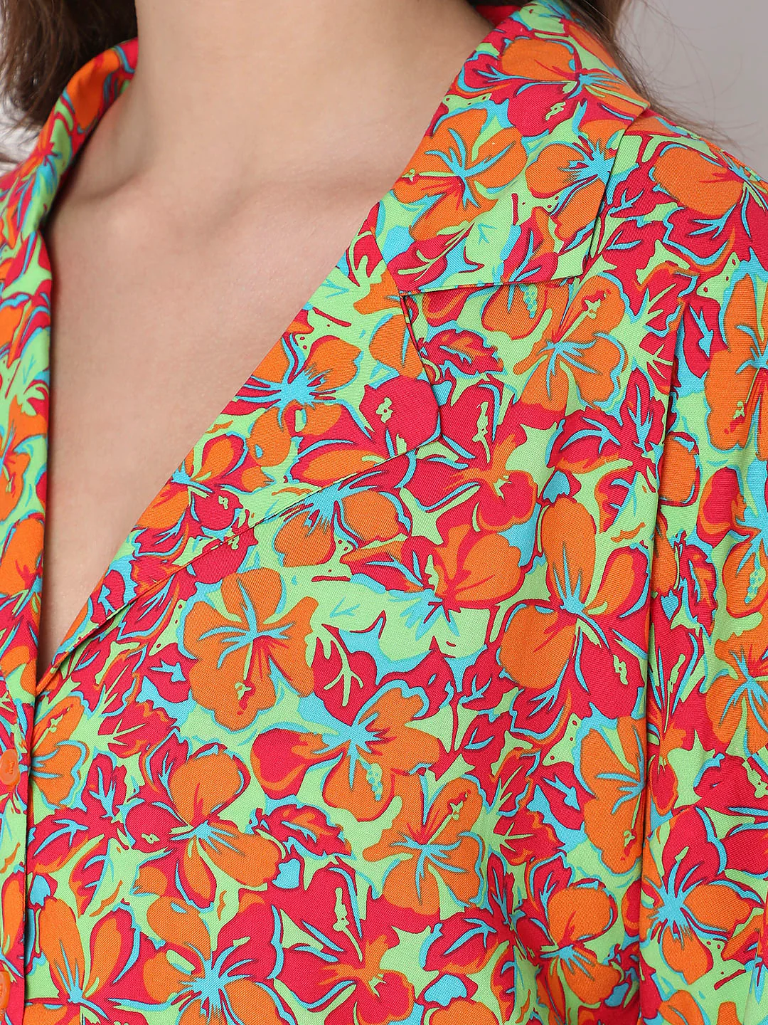 Orange Printed Co-Ord Set Shirt - Image 8