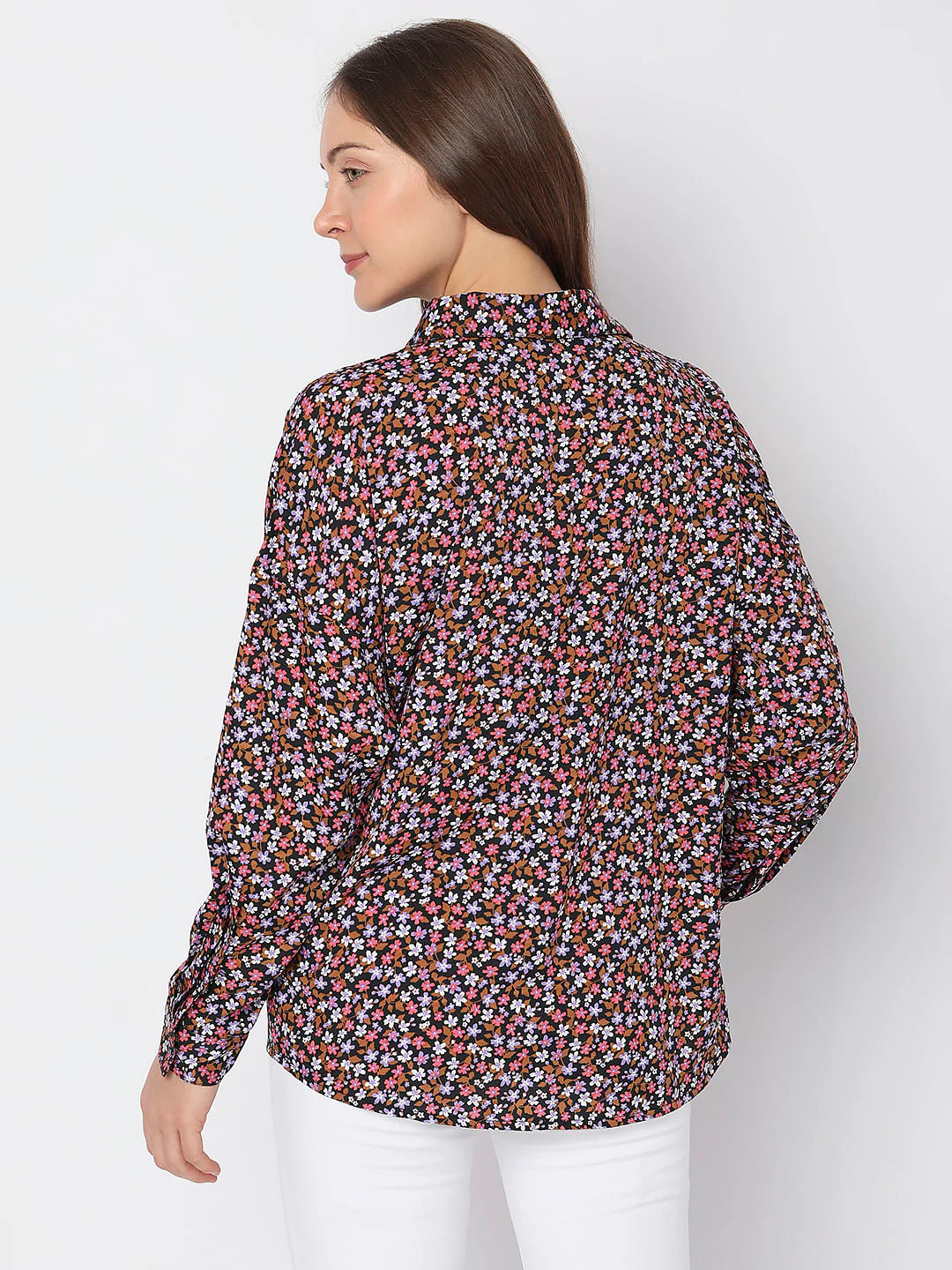 Black Floral Print Shirt - Image 4
