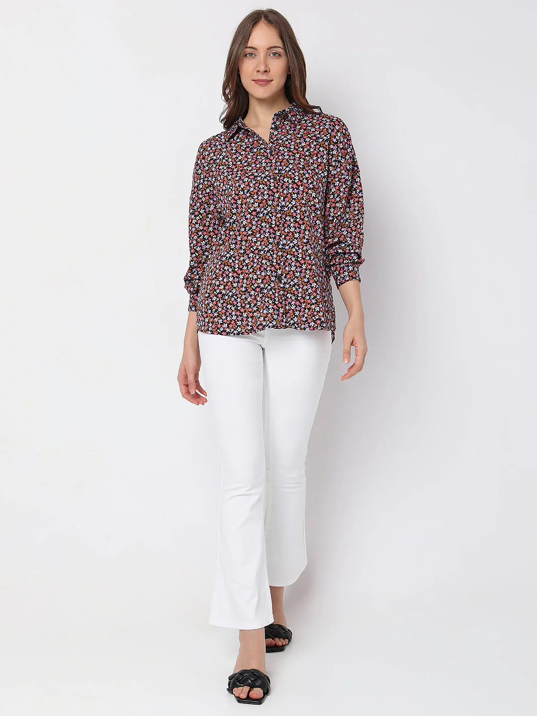 Black Floral Print Shirt - Image 5