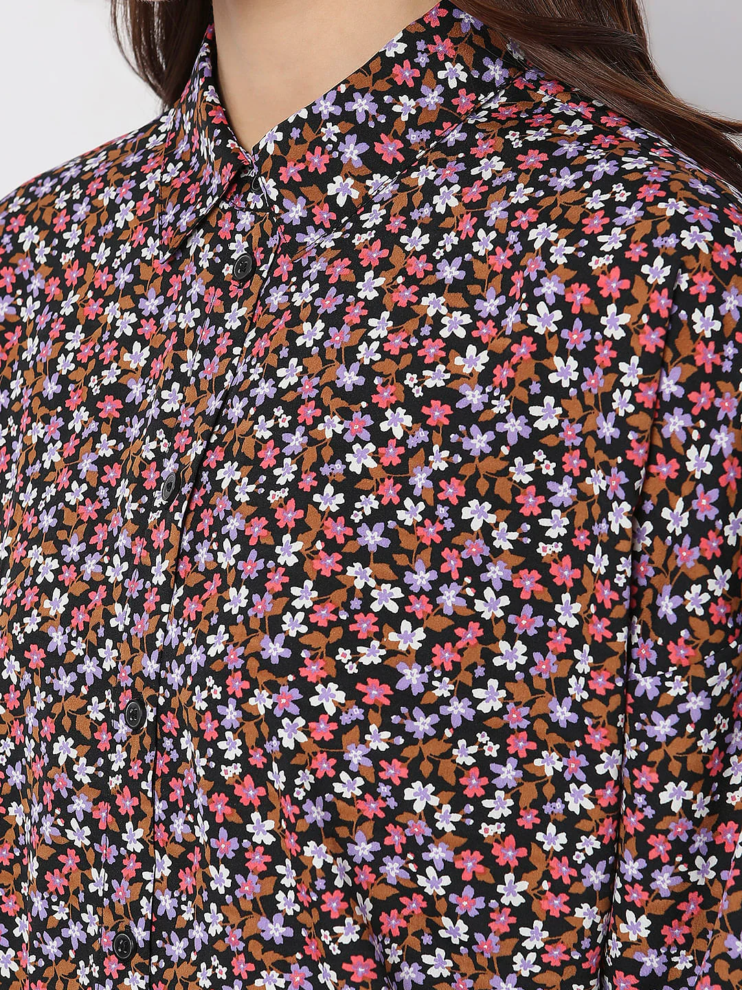Black Floral Print Shirt - Image 8