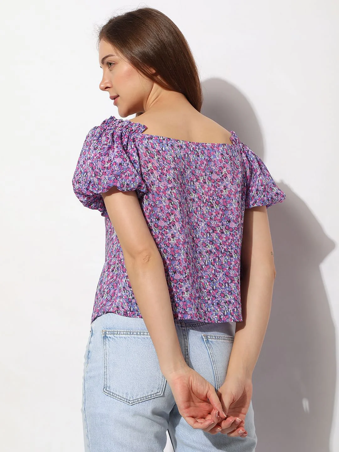 Purple Floral Print Top - Image 4
