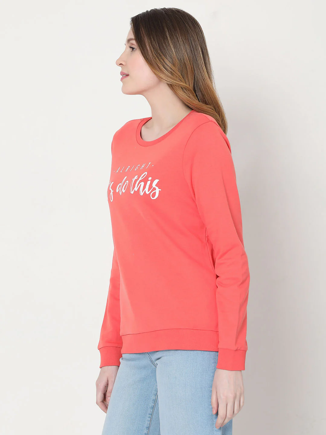 Coral Slogan Print Sweatshirt - Image 2