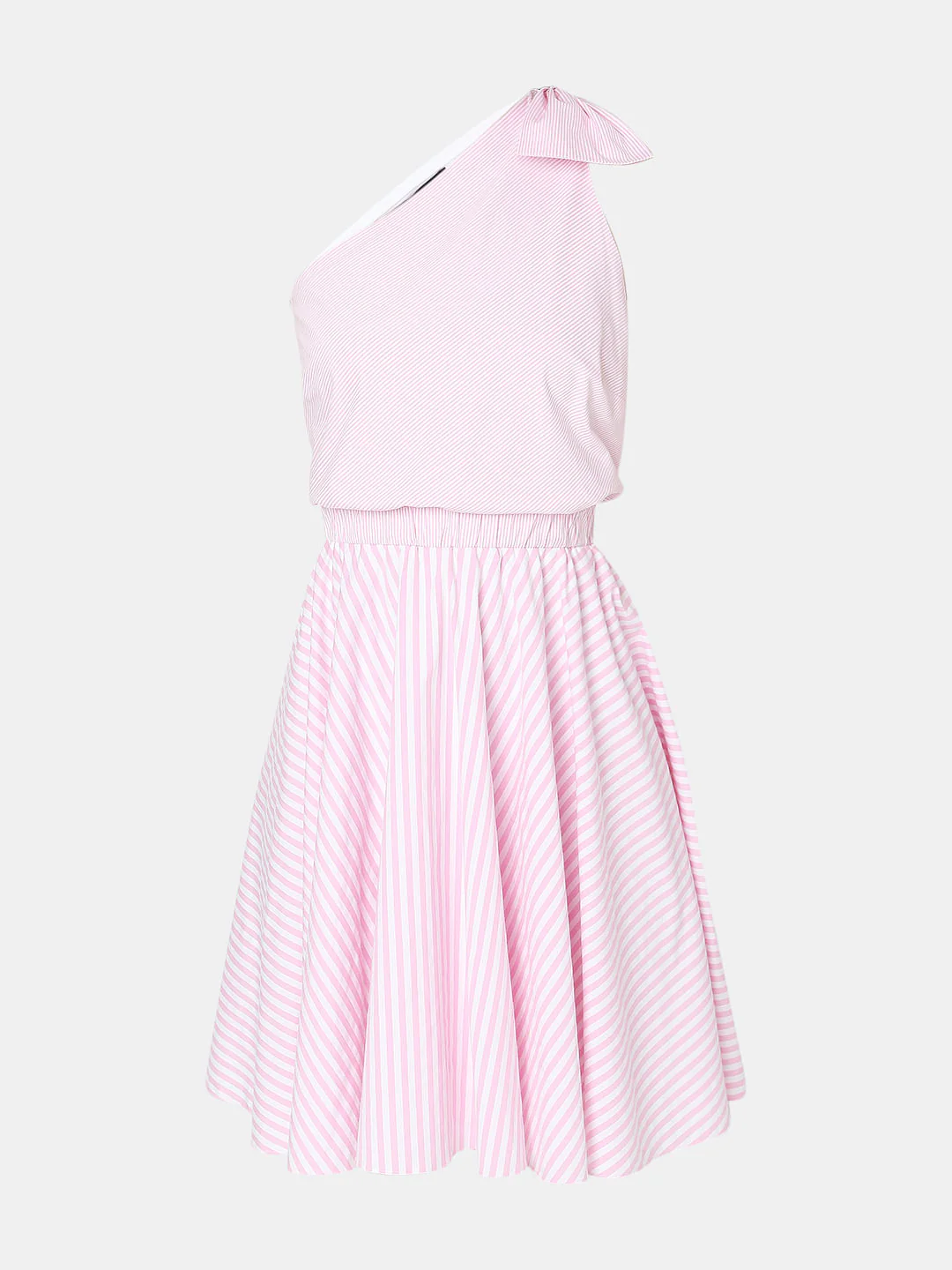 Pink Striped One-Shoulder Dress - Image 7
