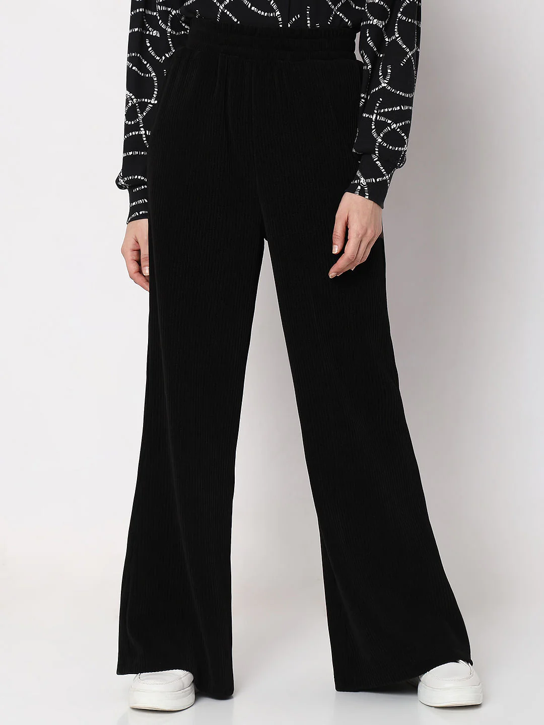 Black Corduroy Flared Co-Ord Set Pants - Image 2