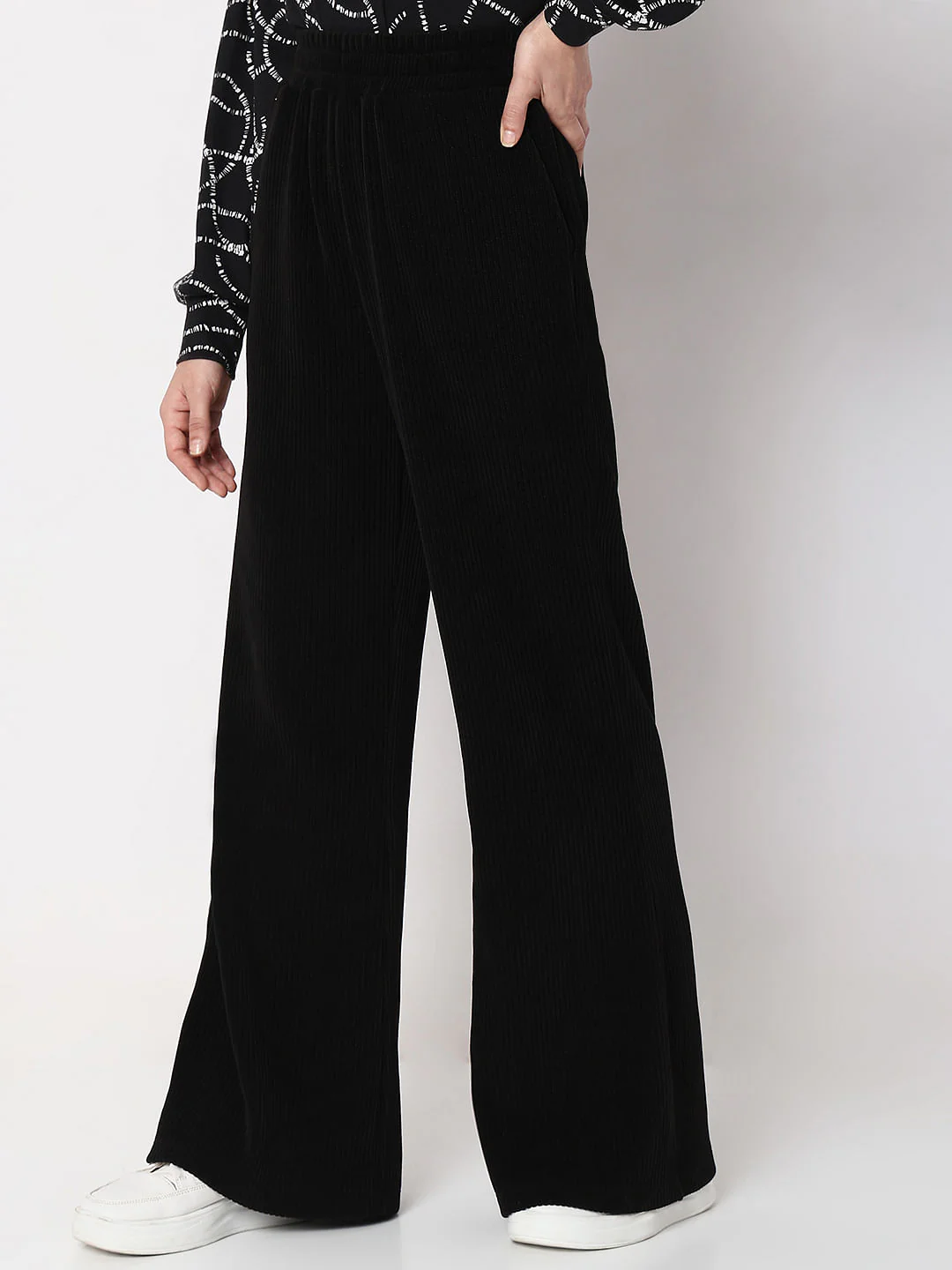 Black Corduroy Flared Co-Ord Set Pants - Image 3