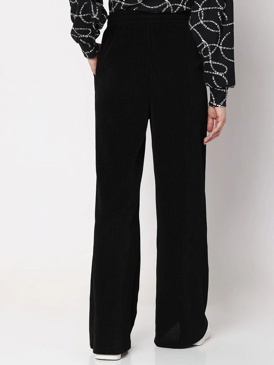 Black Corduroy Flared Co-Ord Set Pants - Image 4